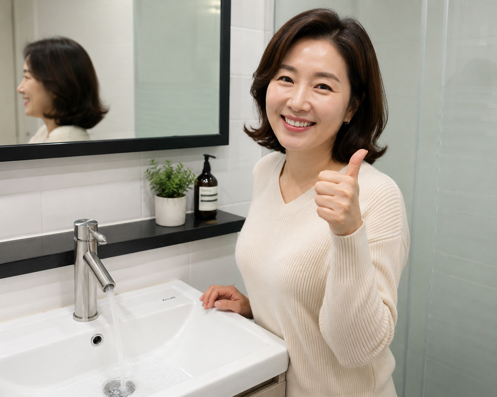 안산 세면대 수전 교체 완료 후 고객만족도