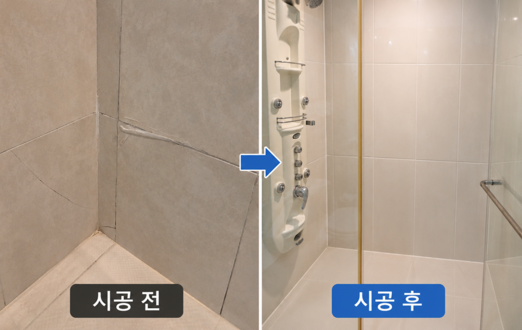 시흥 배곧 욕실 타일 보수 시공 전 후